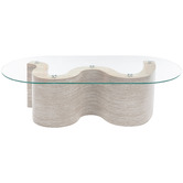 Temple &amp; Webster Willow Travertine-Look Coffee Table