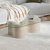 Temple &amp; Webster Willow Travertine-Look Coffee Table
