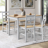 Temple &amp; Webster 4 Seater Abriana Pine Wood Dining Table &amp; Chair Set