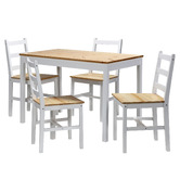 Temple &amp; Webster 4 Seater Abriana Pine Wood Dining Table &amp; Chair Set