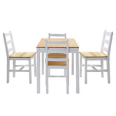 Temple &amp; Webster 4 Seater Abriana Pine Wood Dining Table &amp; Chair Set