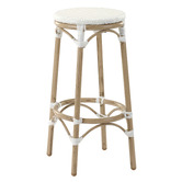 Temple &amp; Webster 76cm White Paris PE Rattan Outdoor Cafe Barstool
