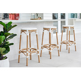 Temple &amp; Webster 76cm White Paris PE Rattan Outdoor Cafe Barstool
