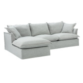 Temple &amp; Webster Cream Softy Premium 3 Seater Slipcover Sofa with Chaise