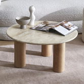 Temple &amp; Webster Arabella Travertine Stone Coffee &amp; Side Table Set