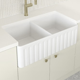 Temple &amp; Webster Bowral 830mm Double Fireclay Kitchen Sink