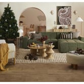 Temple &amp; Webster Clover Pillar Leg Round Mango Wood Coffee Table