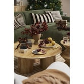 Temple &amp; Webster Clover Pillar Leg Round Mango Wood Coffee Table