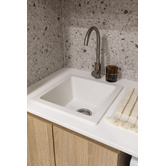 Temple &amp; Webster Clovelly Brushed Nickel Gooseneck Kitchen Sink Mixer