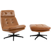 Temple &amp; Webster 2 Piece Brunel Leather Accent Chair &amp; Footstool Set