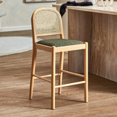 Temple &amp; Webster 63cm Louie Arched Rattan and Solid Beech Wood Bar Stool