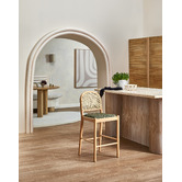 Temple &amp; Webster 66cm Louie Arched Rattan &amp; Solid Beech Wood Bar Stool