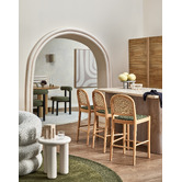 Temple &amp; Webster 63cm Louie Arched Rattan and Solid Beech Wood Bar Stool