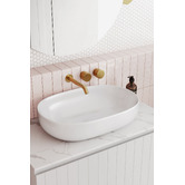 Temple &amp; Webster Clovelly 200mm Brushed Gold Curved Bath/Basin Wall Spout