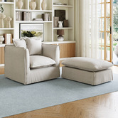Temple &amp; Webster Montauk Upholstered Armchair &amp; Slipcover Ottoman Set