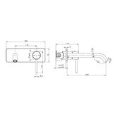 Temple &amp; Webster Clovelly 200mm Brushed Gold Curved Bath/Basin Wall Mixer Set