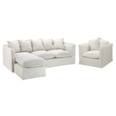 Temple &amp; Webster Montauk Slipcover Reversible Chaise Sofa &amp; Armchair Set