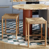 Temple &amp; Webster 65cm Nadia Ash Wood &amp; Hand-Woven Rush Backless Bar Stool