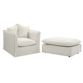 Temple &amp; Webster Montauk Upholstered Armchair &amp; Slipcover Ottoman Set