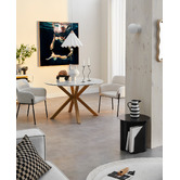 Temple &amp; Webster Charlie Round Faux Marble Dining Table