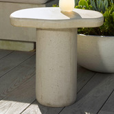 Temple &amp; Webster Bodhi Travertine-look Outdoor Side Table