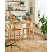 Temple &amp; Webster 63cm Louie Arched Rattan and Solid Beech Wood Bar Stool