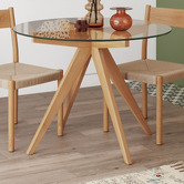 Temple &amp; Webster 100cm Anders Round Glass-Top Dining Table