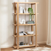 Temple &amp; Webster 5 Tier Ski-Leg Oak Wood Bookcase