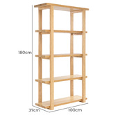 Temple &amp; Webster 5 Tier Ski-Leg Oak Wood Bookcase