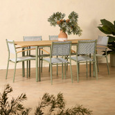 Temple &amp; Webster 6 Seater Coogee Extendable Eucalyptus Wood Outdoor Dining Set