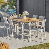 Temple &amp; Webster 6 Seater Coogee Extendable Eucalyptus Wood Outdoor Dining Set