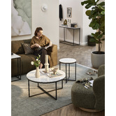 Temple &amp; Webster White Serena C-Shaped Italian Carrara Marble Side Table