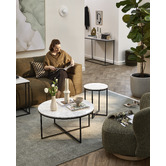 Temple &amp; Webster 80cm White Serena Italian Carrara Marble Coffee Table