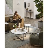 Temple &amp; Webster White Serena Round Carrara Marble Coffee Table