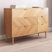 Temple &amp; Webster Dion Herringbone Oak Wood Chest of Drawers