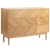 Temple &amp; Webster Dion Herringbone Oak Wood Chest of Drawers