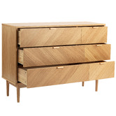Temple &amp; Webster Dion Herringbone Oak Wood Chest of Drawers