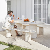 Temple &amp; Webster 3 Seater Hallie Concrete Outdoor Bench