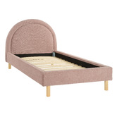 Temple &amp; Webster Pink Archie Upholstered Single Bed