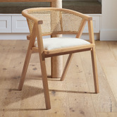 Temple &amp; Webster Shun Beech Wood &amp; Rattan Dining Chair