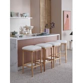 Temple &amp; Webster 72cm Hedda Solid Beech Wood Scalloped Bar Stool
