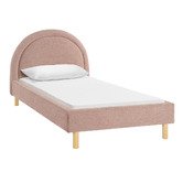 Temple &amp; Webster Pink Archie Upholstered Single Bed