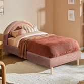 Temple &amp; Webster Pink Archie Upholstered Single Bed