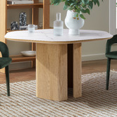 Temple &amp; Webster 120cm Premium Hex Marble-Look Dining Table