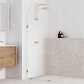 Temple &amp; Webster Blanca Left Fluted Glass Arch Shower Screen
