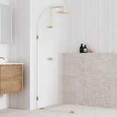 Temple &amp; Webster Blanca Left Fluted Glass Arch Shower Screen