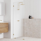 Temple &amp; Webster Blanca Left Fluted Glass Shower Screen