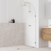 Temple &amp; Webster Blanca Right Fluted Glass Arch Shower Screen