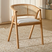 Temple &amp; Webster Shun Beech Wood &amp; Rattan Dining Chair