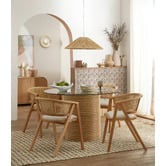 Temple &amp; Webster Shun Beech Wood &amp; Rattan Dining Chair